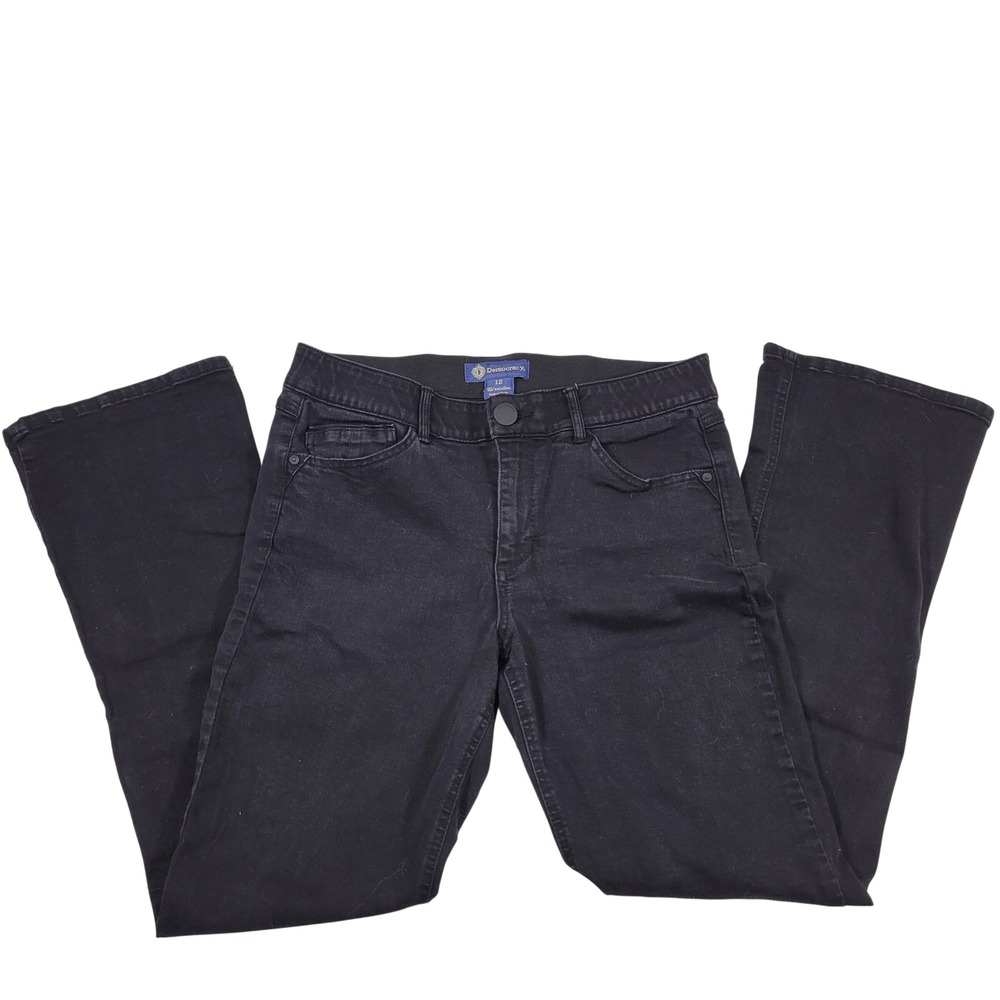 Democracy Bootcut Jeans Womens 12 Black Excellent "Ab"solution Stretch Denim